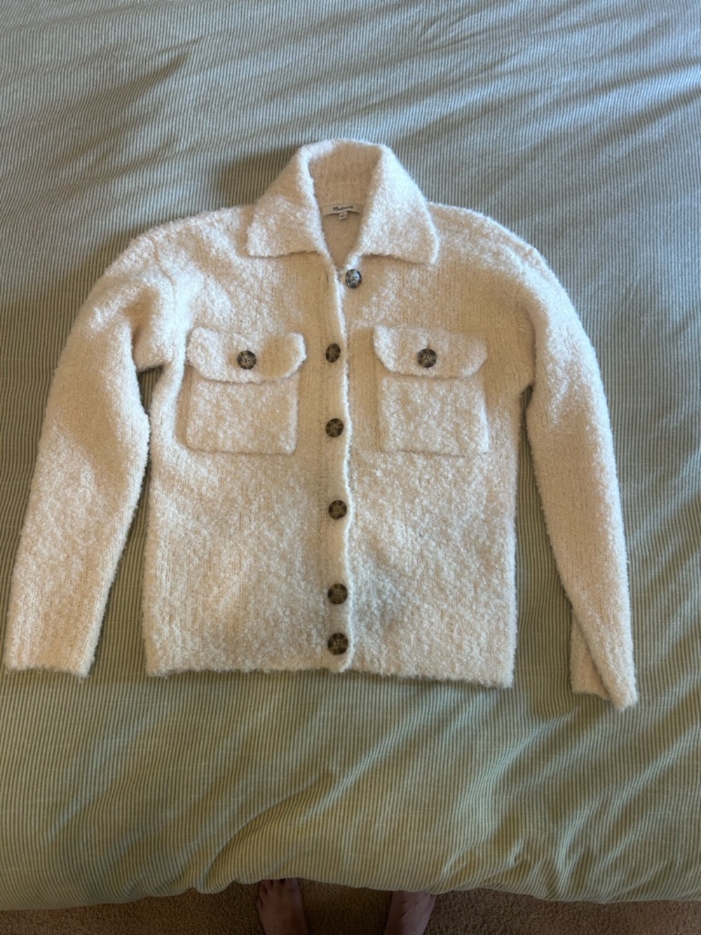 Madewell Ivory Bouclé Sweater Jacket